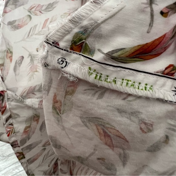 Double R Brand Women's Medium Feather Pleated Sleeve Ruffle Top. Back Button Up - Picture 11 of 11